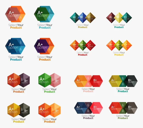 Raccolta di modelli infografici di carta geometrica — Vettoriale Stock