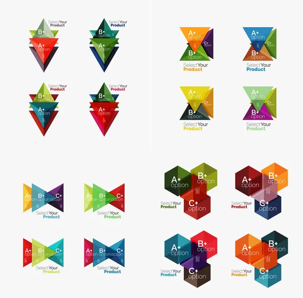Raccolta di modelli infografici di carta geometrica — Vettoriale Stock