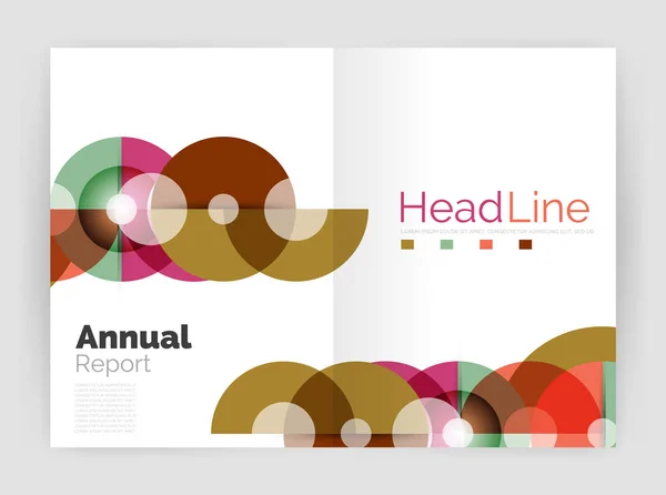 Transparent circle composition on business annual report flyer — Stock Vector