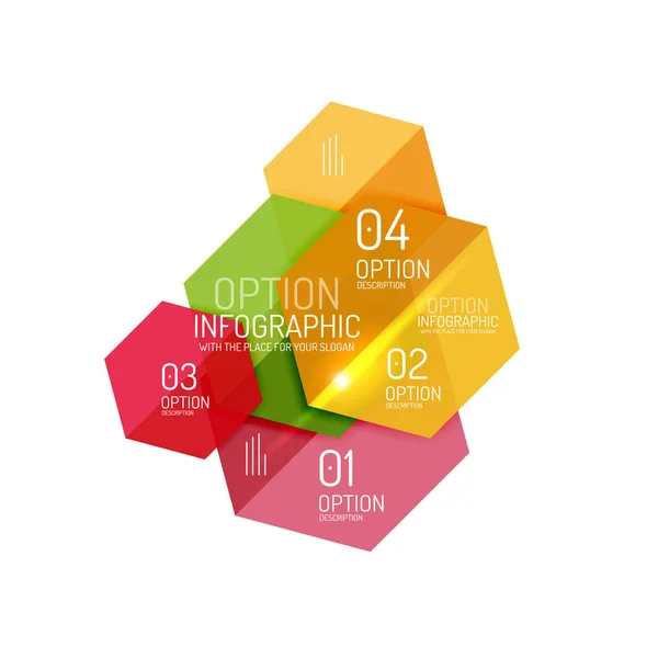 Layout infografici geometrici astratti in carta — Vettoriale Stock