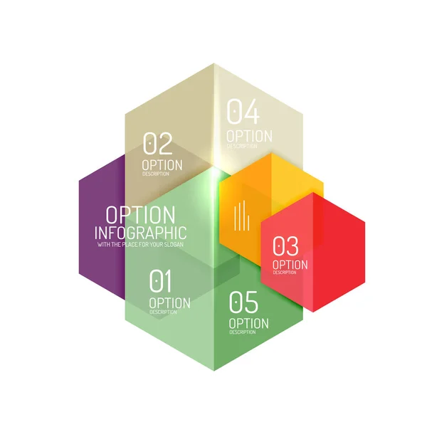 Plantillas de diagrama de infografía hexagonal — Archivo Imágenes Vectoriales