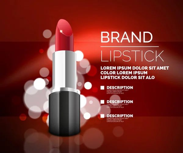 Lippenstift kosmetische Werbung Hintergrund — Stockvektor