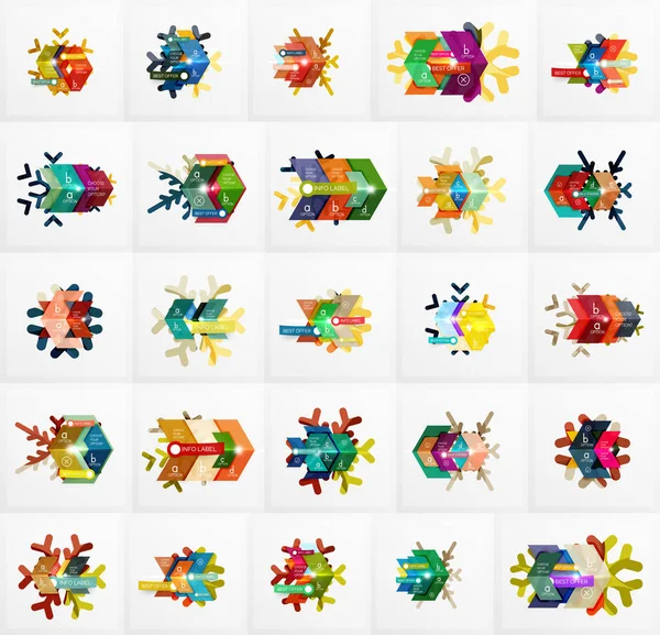 Ensemble de modèles de bannière de flocon de neige de Noël — Image vectorielle