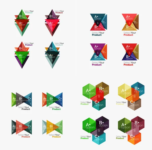 幾何学的な用紙インフォ グラフィック テンプレートのコレクション — ストックベクタ