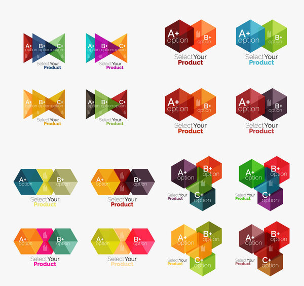 Collection of geometric paper infographic templates