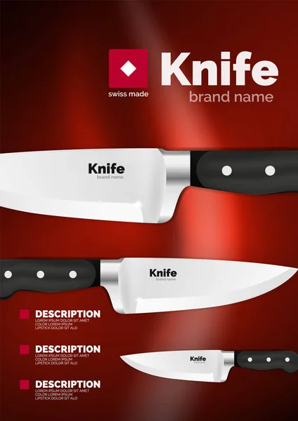 Modèle d'annonce de couteau vectoriel suisse — Image vectorielle