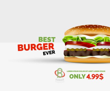 Vektör sigorta primi burger reklam şablon