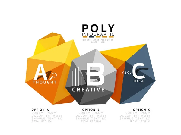Plantilla de infografía de poli baja de triángulo abstracto — Archivo Imágenes Vectoriales