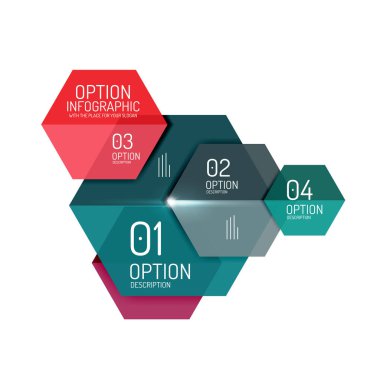 Hexagone Infographic diyagramı şablonları