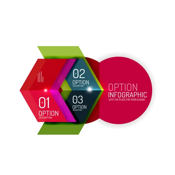 Fondo abstracto, plantillas de opciones de infografía geométrica — Archivo Imágenes Vectoriales