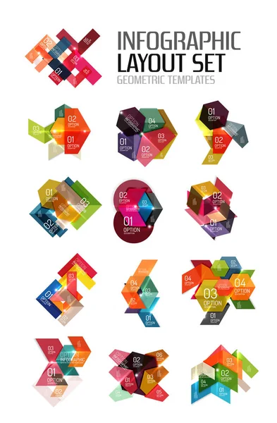 Set of abstract geometric paper graphic layouts — Stock Vector