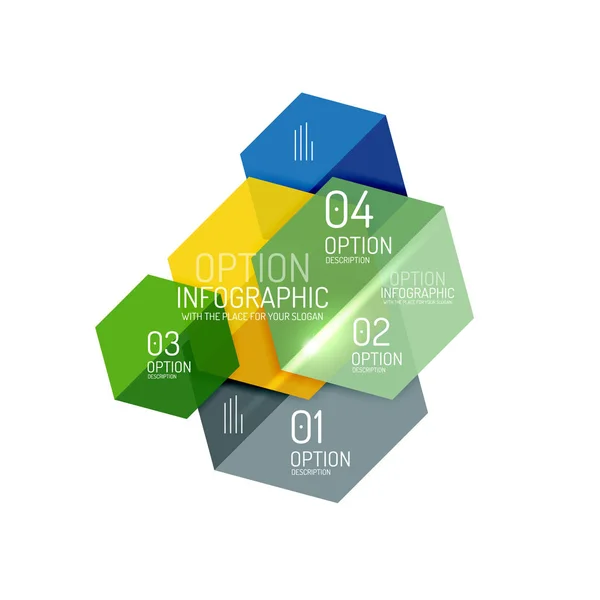 Plantillas de diagrama de infografía hexagonal — Vector de stock