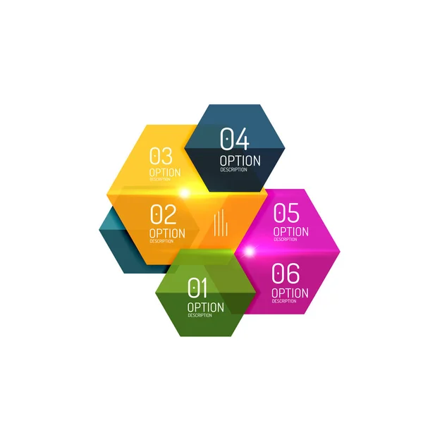 Hexagone インフォ グラフィック ダイアグラム テンプレート — ストックベクタ