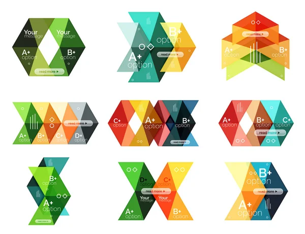 Collezione vettoriale di banner geometrici colorati a forma infografica — Vettoriale Stock