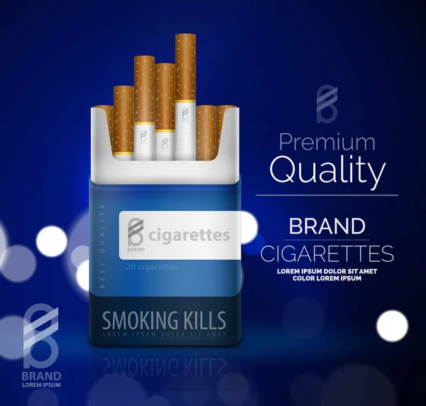 Modelo de anúncio de embalagem de cigarros premium vetorial — Vetor de Stock