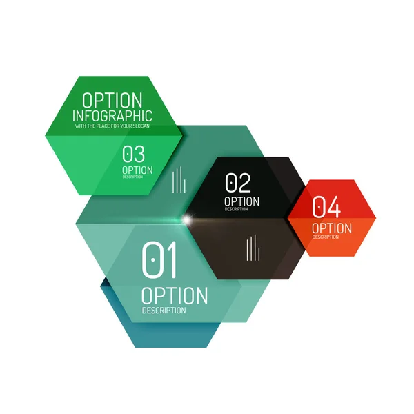 Šablony diagramů Hexagone infografika — Stockový vektor