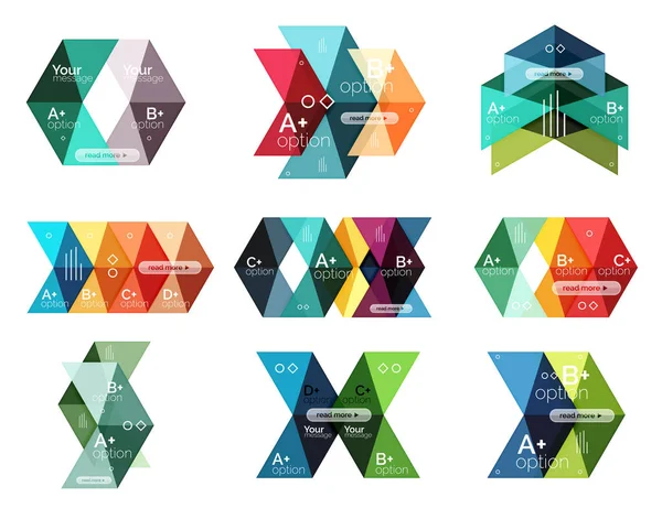 Vector collection of colorful geometric shape infographic banners — Stock Vector