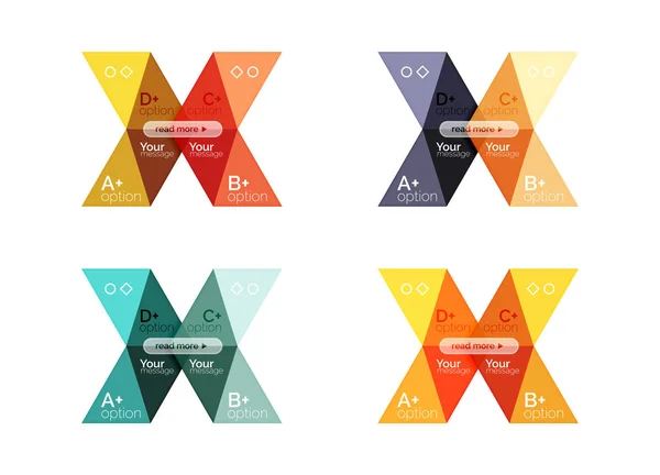 Colección vectorial de coloridas banderas infográficas de forma geométrica — Vector de stock