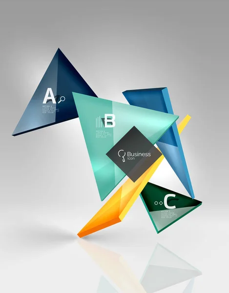 Kleurrijke glanzend glas driehoek op lege 3D-ruimte — Stockvector