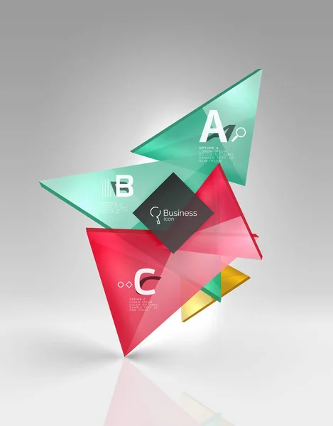 Kleurrijke glanzend glas driehoek op lege 3D-ruimte — Stockvector