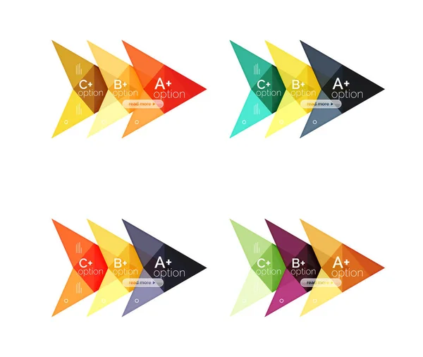 Colorful arrow option infographics banners, business geometric templates — Stock Vector