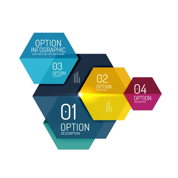 Modelos de diagrama infográfico hexágono — Vetor de Stock