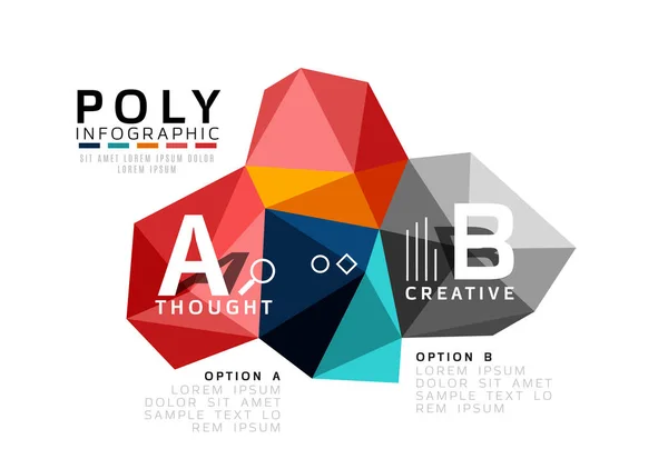 Plantilla de infografía de poli baja de triángulo abstracto — Archivo Imágenes Vectoriales