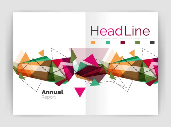 Triângulos e linhas, modelo de brochura de folheto de relatório anual — Vetor de Stock