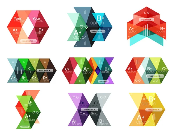 Vector samling av färgglada geometriska formen infographic banners — Stock vektor