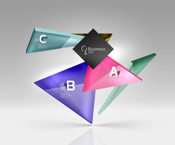 Tafli szklanej trójkątów na szary wektor 3d tła — Wektor stockowy