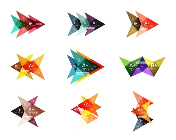 Flecha colorida opção banners infográficos, modelos geométricos de negócios — Vetor de Stock