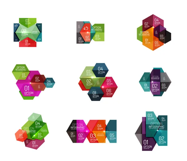 Šablony diagramů Hexagone infografika — Stockový vektor