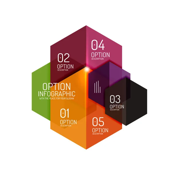 Plantillas de diagrama de infografía hexagonal — Archivo Imágenes Vectoriales