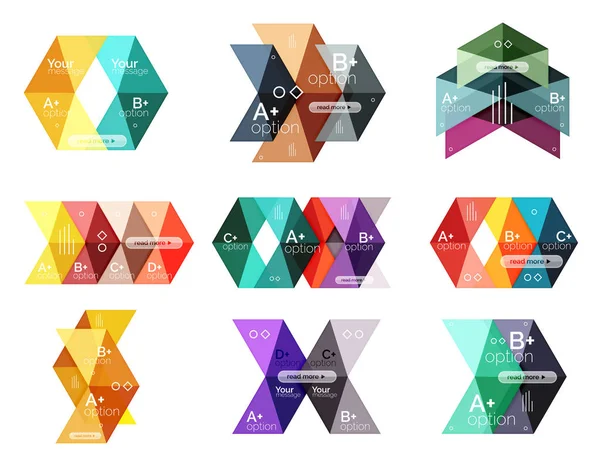 Vector collection of colorful geometric shape infographic banners — Stock Vector