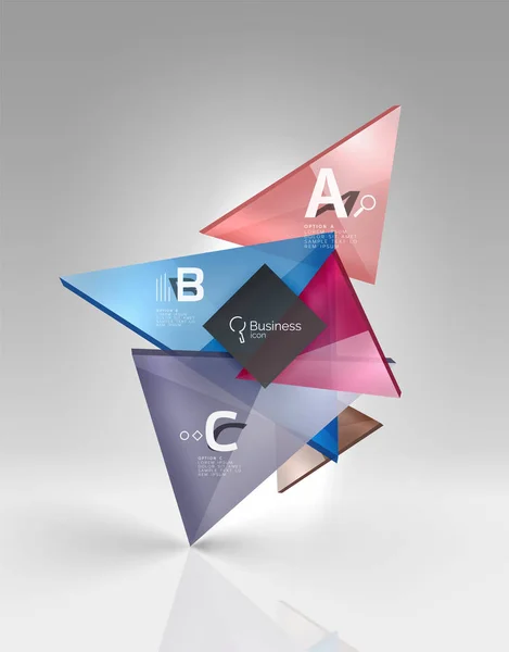 Kleurrijke glanzend glas driehoek op lege 3D-ruimte — Stockvector