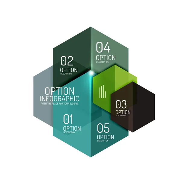 Plantillas de diagrama de infografía hexagonal — Archivo Imágenes Vectoriales