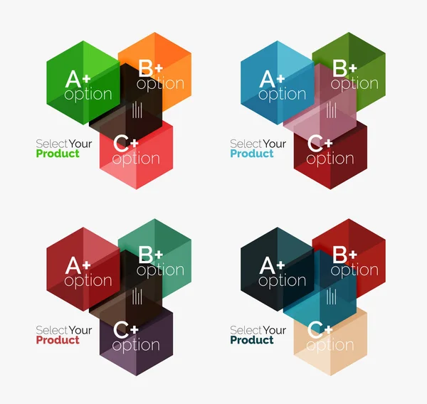 Layouts de infográficos de negócios de papel geométrico —  Vetores de Stock