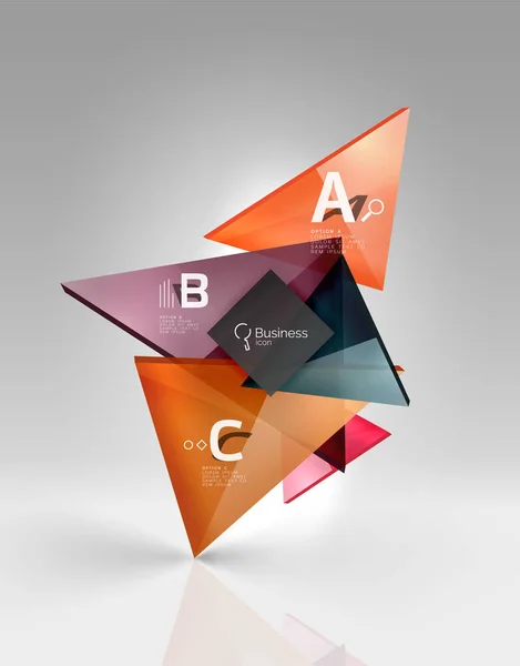 Kleurrijke glanzend glas driehoek op lege 3D-ruimte — Stockvector