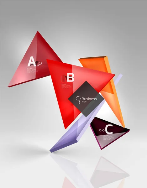 Renkli parlak cam üçgen boş 3d alanı — Stok Vektör