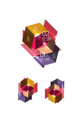 Soyut geometrik kağıt grafik düzenleri kümesi