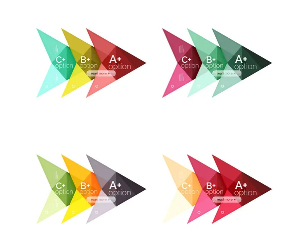 Colorful arrow option infographics banners, business geometric templates — Stock Vector