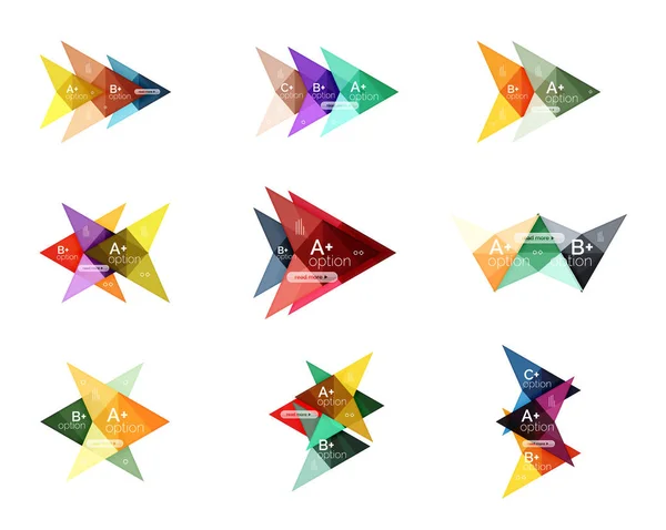 Bannières d'infographie d'option de flèche colorée, modèles géométriques d'affaires — Image vectorielle