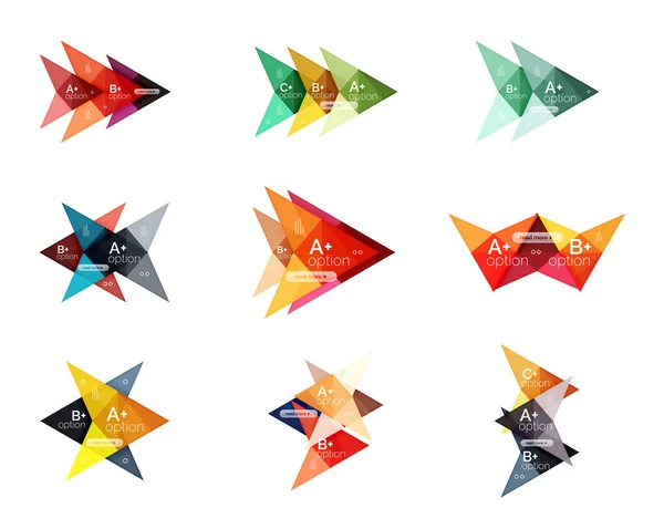 Bannières d'infographie d'option de flèche colorée, modèles géométriques d'affaires — Image vectorielle
