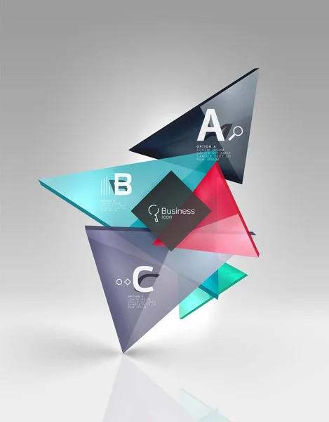 3d boş alan parlak cam yarı saydam üçgenler — Stok Vektör