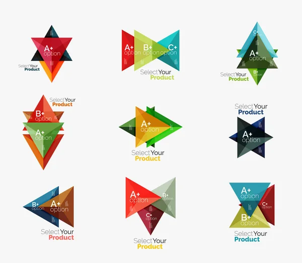 Ensemble d'options triangulaires mises en page infographiques — Image vectorielle