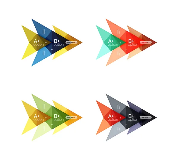 Kleurrijke pijl optie infographics banners, zakelijke geometrische sjablonen — Stockvector