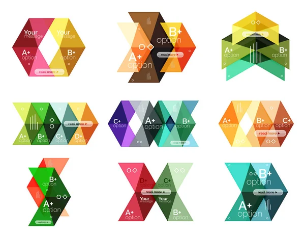 カラフルな幾何学的形状のインフォ グラフィック バナーのベクトル コレクション — ストックベクタ