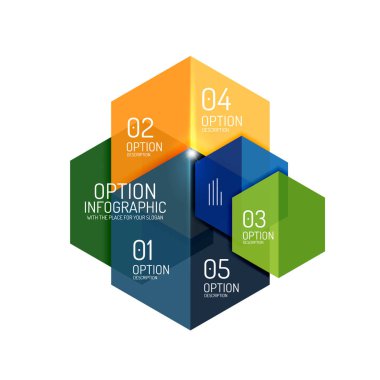 Hexagone Infographic diyagramı şablonları