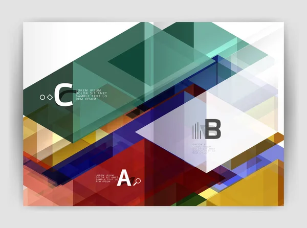 색깔 삼각형 추상 배경, 연례 보고서 인쇄 배경 — 스톡 벡터