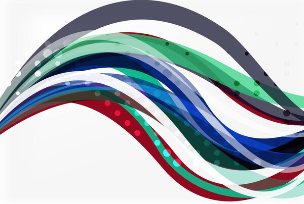 Векторные линии цветовой волны с пунктирным эффектом на светлом фоне
